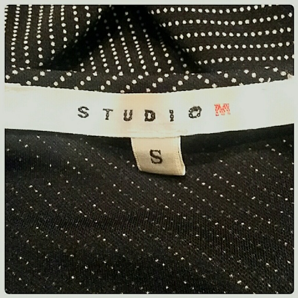 Studio M Micro-Dot Wrap-Look Dress Black Size S - Picture 4 of 5